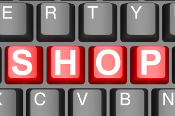 Shop word on computer keyboard