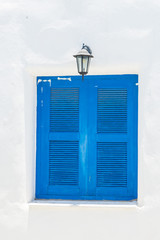 Wall Mural - Blue window architecture santorini style