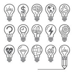 light bulb concept line icons style.