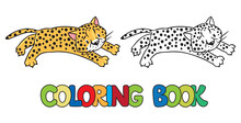 Coloring Book Of Little Cheetah Or Jaguar