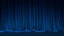 Blue Curtain In Theater.