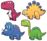 Fototapeta Dinusie - Vector illustration of Dinosaurs cartoon characters