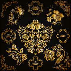 Wall Mural - Set of vector damask ornaments.