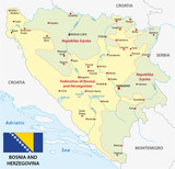 Fototapeta  - bosnia and herzegovina map with flag