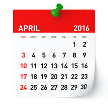 April 2016 - Calendar.