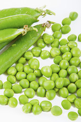 fresh pea fruit with green leaf