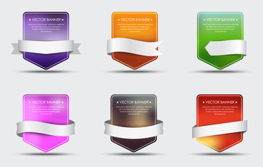 Poster - Set of banners with blurred background and ribbon