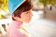 © morrowlight - Stylish kid boy 14-16 year old closeup outdoors. Looking away.