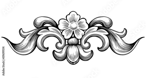 Vintage baroque floral scroll foliage ornament filigree ...