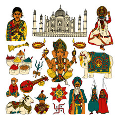 Wall Mural - India sketch set