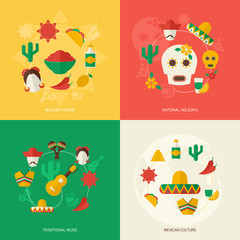 Sticker - Mexico flat icons set