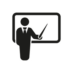 Wall Mural - The teacher icon. Training and presentation, seminar, learning symbol. Flat