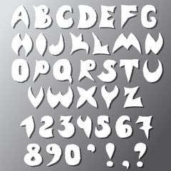 Poster - Alphabet sloppy cut out of paper.