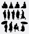 Buddhist monk silhouettes