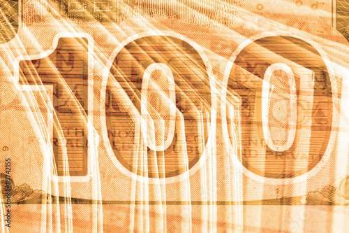 Fotografie, Obraz Double exposure hundred dollar bill background
