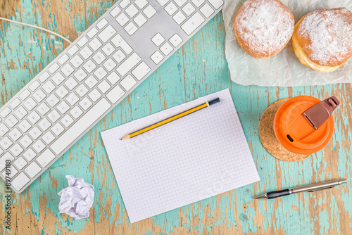 Fotografie, Obraz Graphic designer rustic tabletop workspace