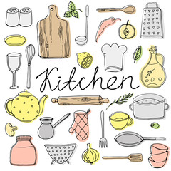 Hand drawn kitchen elements