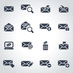 Sticker - Vector black email icon set