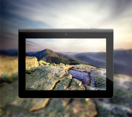Wall Mural - photos mountain landscape with a puddle in the stone