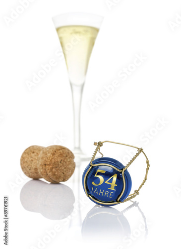 Poster Champagnerdeckel mit der Aufschrift 54 Jahre