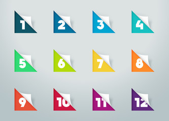 Poster - Square Paper Cut Out Notes With Numbers For Calendar 1 to 12 b