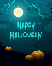 Vector Illustration Of A Halloween Background With Pumpkins