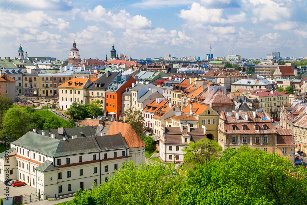 Panorama of old town in City of Lublin, Poland - obrazy, fototapety, plakaty 
