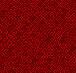 Seamless Chinese lattice spiral line S shape geometry pattern background.
