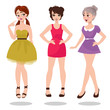 © sweet kiwi - girls in beautiful dresses. Vector Illustration