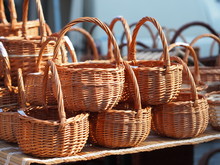 Pile Of Wicker Baskets On The Market