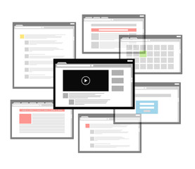 Aufkleber - Different browser windows. communication scheme