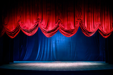 theater curtain with dramatic lighting