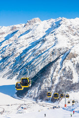 Canvas Print - Ski lift.  Ski resort Livigno. Italy