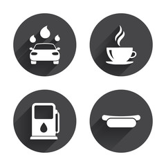 Poster - Petrol or Gas station services icons. Car wash.