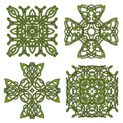 Wall Mural - green isolated celtic and irish crosses