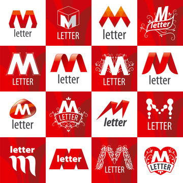 large set of vector logos letter M