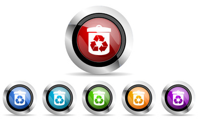 Aufkleber -   recycling colorful vector icons set on white background with shadow