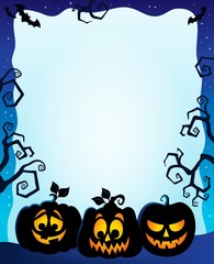 Poster - Night frame with pumpkin silhouettes