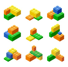 Isometric Plastic Building Blocks And Tiles
