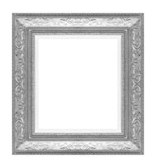 Wall Mural - silver picture frame isolated on white background