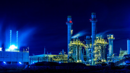 Twilight photo of power plant