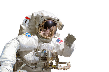 close up of an astronaut isolated on white background - elements of this image are provided by nasa