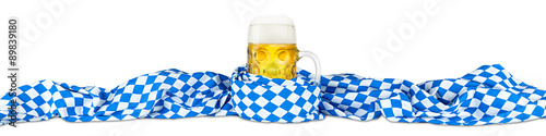 Fotografie, Obraz Oktoberfest beer mug with bavarian flag isolated on white background