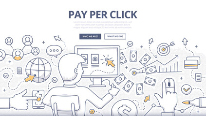 Pay Per Click Doodle Concept