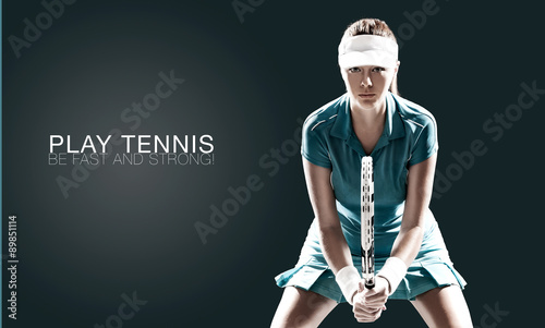 Dekoracja na wymiar  portret-pieknej-sportowej-kobiety-tenisistki-z-rakieta