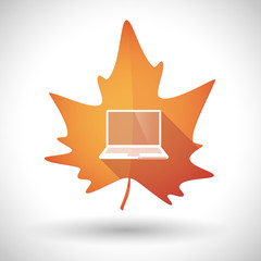 Canvas Print - Autumn leaf icon with a laptop