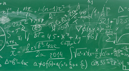 math formulas on green chalkboard