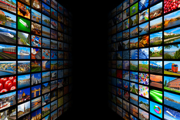 Wall Mural - Streaming media technology and multimedia concept
