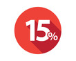 15 percent discount sale red circle
