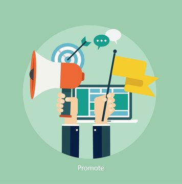 Flat design concept for digital marketing and promotion
